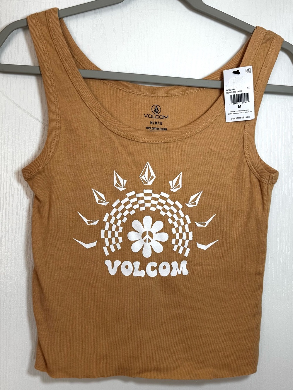Volcom Women's Tan Floral Graphic Tank Top #1839